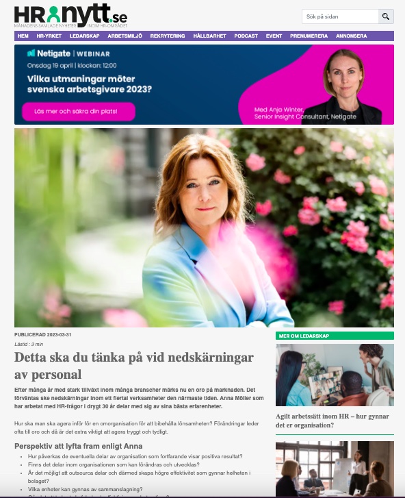 HR nytt nedskärningar